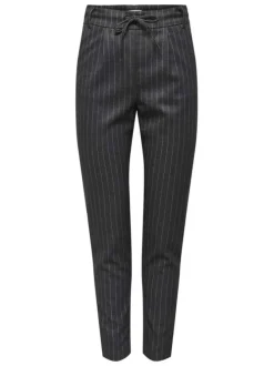 Pantalon anthracite uni avec une coupe droite et un lien de serrage