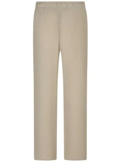 Pantalon beige pourvu d'une taille élastiquée avec cordon de serrage