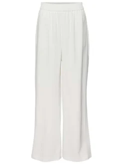 Pantalon blanc uni avec une coupe bootcut et une taille intermédiaire