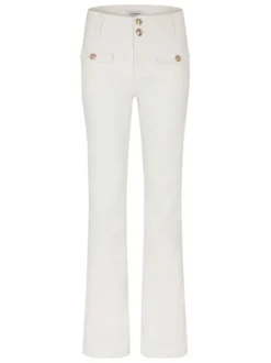 Pantalon blanc uni avec une coupe droite et une taille intermédiaire