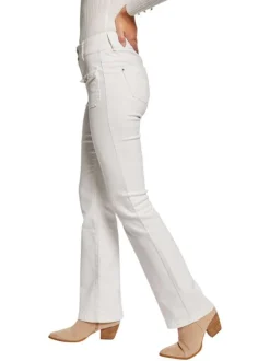 Pantalon blanc uni avec une coupe droite et une taille intermédiaire
