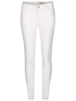 Pantalon blanc uni avec une coupe slim et une taille intermédiaire