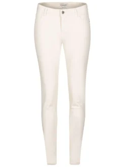 Pantalon blanc uni avec une coupe slim et une taille intermédiaire