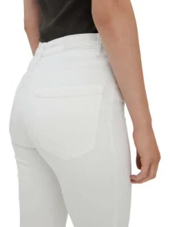 Pantalon blanc uni avec une coupe slim et une taille intermédiaire