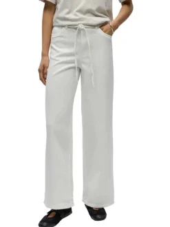 Pantalon blanc uni pourvu d'une coupe bootcut et de multiples poches