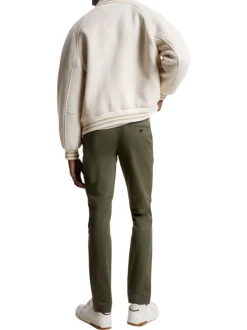 Pantalon Bleeker en coton kaki uni avec une coupe chino et des poches latérales