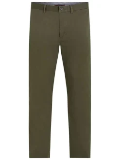 Pantalon Bleeker en coton kaki uni avec une coupe chino et des poches latérales