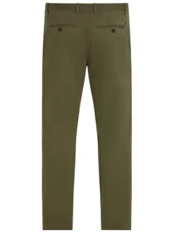 Pantalon Bleeker en coton kaki uni avec une coupe chino et des poches latérales