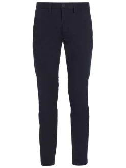 Pantalon Bleeker en coton marine uni avec une coupe chino et poches arrières