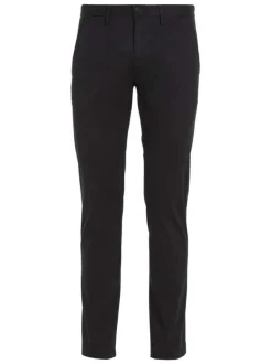 Pantalon Bleeker en coton noir uni avec une coupe chino et logo de la marque