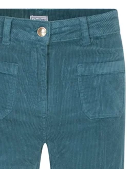 Pantalon bleu turquoise en coton uni avec une fermeture zippée