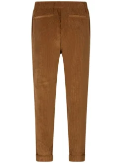 Pantalon caramel uni avec une coupe droite et un lien de serrage
