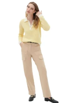 Pantalon Cargo chocolat uni avec une coupe Regular Fit et 6 poches