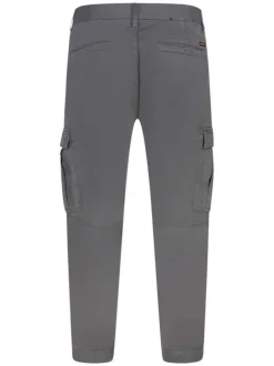 Pantalon cargo en coton anthracite uni à coupe slim et taille intermédiaire