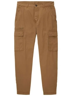 Pantalon Cargo en coton camel uni avec une coupe cargo et des poches latérales