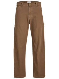 Pantalon Cargo en coton camel uni avec une coupe cargo et 5 poches
