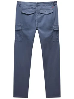 Pantalon cargo en coton gris uni avec une coupe droite et des poches