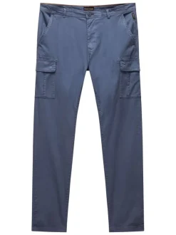 Pantalon cargo en coton gris uni avec une coupe droite et des poches