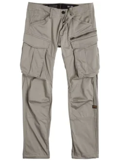 Pantalon Cargo en coton gris uni avec une coupe regular fit et 6 poches