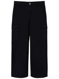 Pantalon cargo en coton noir uni avec une fermeture boutonnée avec zip