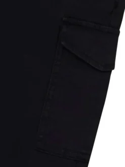 Pantalon cargo en coton noir uni avec une fermeture boutonnée avec zip