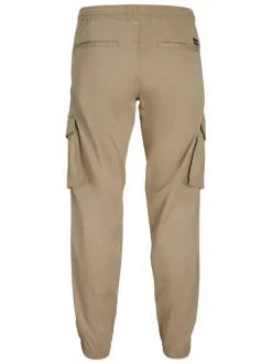 Pantalon Cargo Jpstkane Noah Cuffed Cargo en coton mélangé beige uni