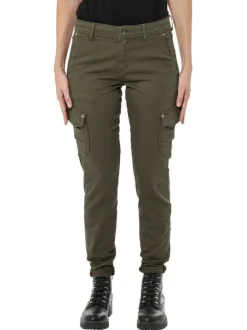 Pantalon cargo kaki uni avec une coupe slim et une taille intermédiaire