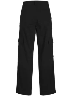 Pantalon Cargo noir uni avec une coupe regular fit et des poches arrières