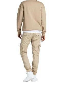 Pantalon cargo Paul coupe slim en coton beige uni