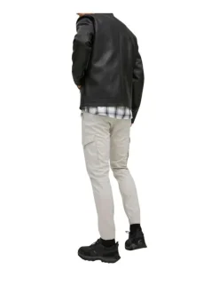 Pantalon Cargo Paul écru uni avec une coupe droite et des passants