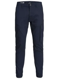 Pantalon cargo Paul Flake marine uni en coton mélangé avec une coupe droite