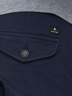 Pantalon cargo Paul Flake marine uni en coton mélangé avec une coupe droite