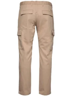 Pantalon cargo skinny washed en coton sable uni avec une coupe skinny