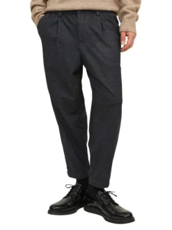 Pantalon chino anthracite uni avec une coupe droite et une taille élastiquée