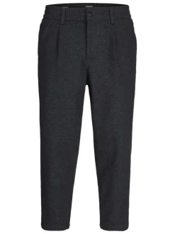Pantalon chino anthracite uni avec une coupe droite et une taille élastiquée