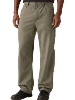 Pantalon chino 568 aspect carpenter en coton kaki à coupe droite