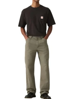 Pantalon chino 568 aspect carpenter en coton kaki à coupe droite