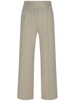 Pantalon chino beige uni avec une coupe droite et passants pour ceinture
