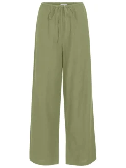 Pantalon chino beige uni avec une coupe droite et une taille élastiquée