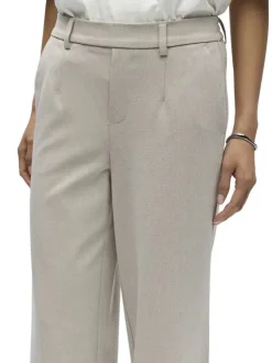 Pantalon chino beige uni pourvu d'une coupe bootcut et d'une taille haute