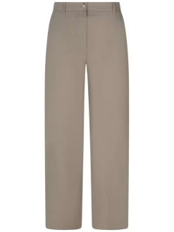 Pantalon chino beige uni pourvu d'une coupe large et d'une taille haute