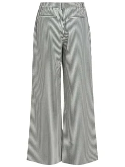 Pantalon chino blanc à rayures pourvu d'une coupe bootcut et d'une taille haute