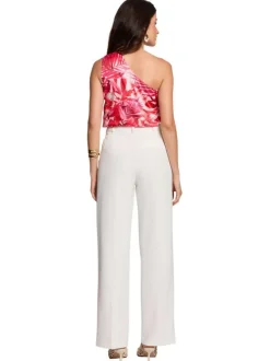 Pantalon chino blanc uni pourvu d'une coupe bootcut et de multiples poches