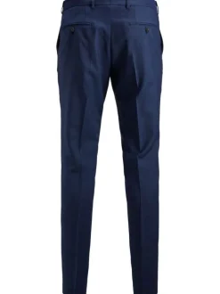 Pantalon Chino bleu avec une coupe droite à fermeture zippée boutonnée