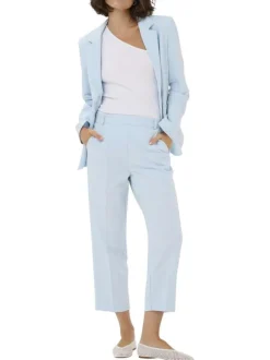 Pantalon chino bleu ciel uni pourvu d'une taille élastiquée