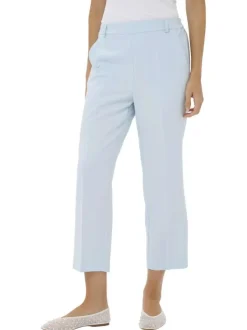 Pantalon chino bleu ciel uni pourvu d'une taille élastiquée