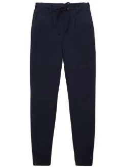 Pantalon chino bleu marine uni à coupe slim fit avec un cordon à la taille
