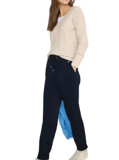Pantalon chino bleu uni pourvu d'une coupe slim et d'une taille intermédiaire