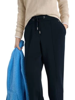 Pantalon chino bleu uni pourvu d'une coupe slim et d'une taille intermédiaire