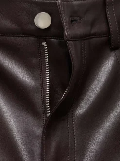Pantalon chino bordeaux enduit à coupe bootcut avec 5 poches